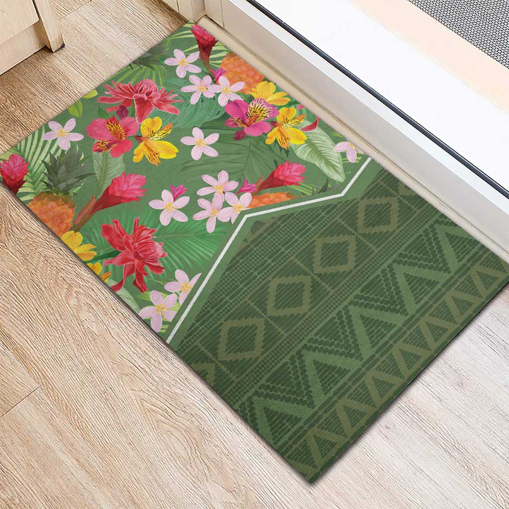 Africa Tropical Flowers Rubber Doormat Green Version - Wonder Print Shop