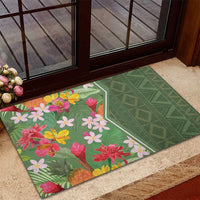 Africa Tropical Flowers Rubber Doormat Green Version - Wonder Print Shop