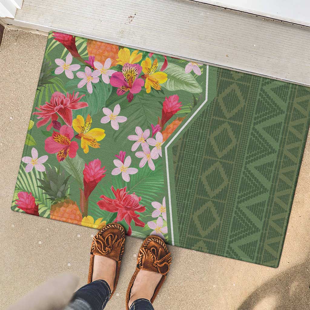 Africa Tropical Flowers Rubber Doormat Green Version - Wonder Print Shop
