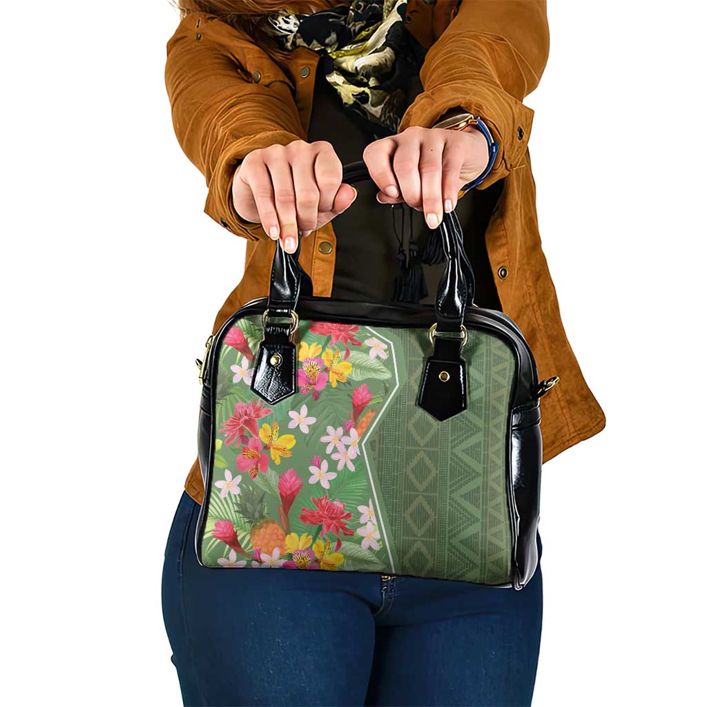 Africa Tropical Flowers Shoulder Handbag Green Version