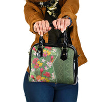 Africa Tropical Flowers Shoulder Handbag Green Version