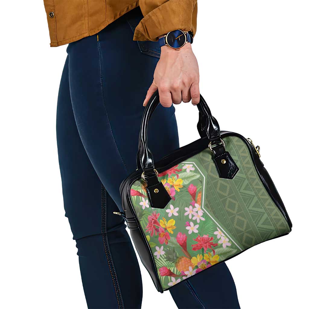 Africa Tropical Flowers Shoulder Handbag Green Version