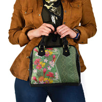 Africa Tropical Flowers Shoulder Handbag Green Version