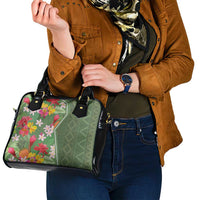Africa Tropical Flowers Shoulder Handbag Green Version