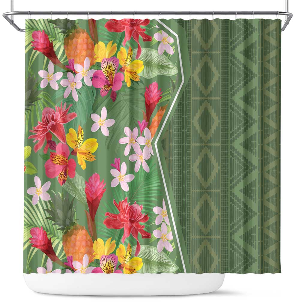 Africa Tropical Flowers Shower Curtain Green Version