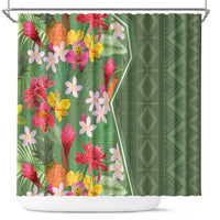 Africa Tropical Flowers Shower Curtain Green Version
