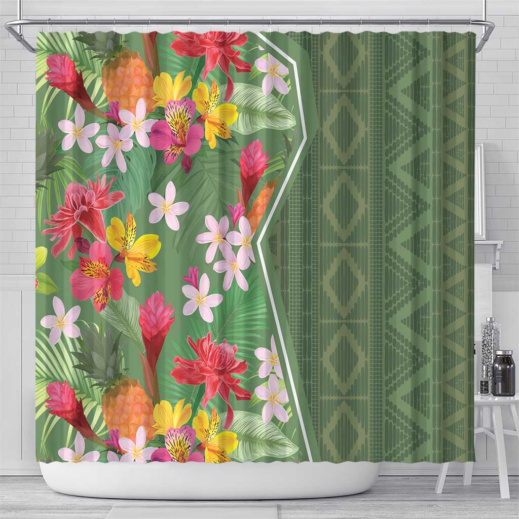 Africa Tropical Flowers Shower Curtain Green Version