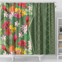 Africa Tropical Flowers Shower Curtain Green Version