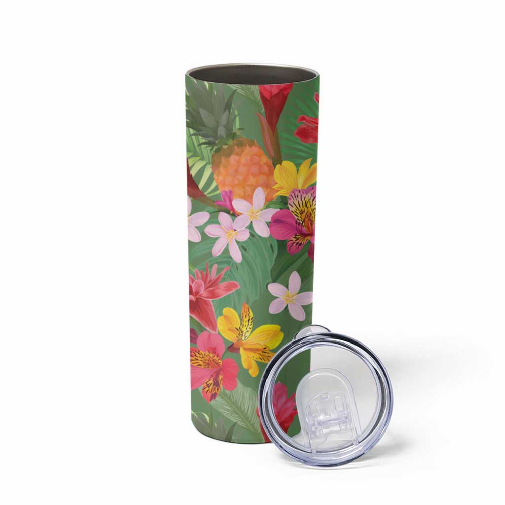 Africa Tropical Flowers Skinny Tumbler Green Version - Wonder Print Shop