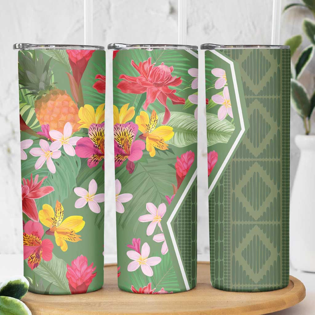 Africa Tropical Flowers Skinny Tumbler Green Version - Wonder Print Shop