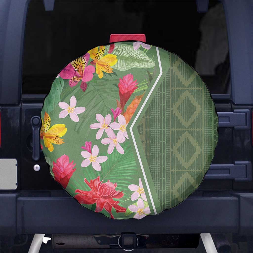 Africa Tropical Flowers Spare Tire Cover Green Version - Wonder Print Shop
