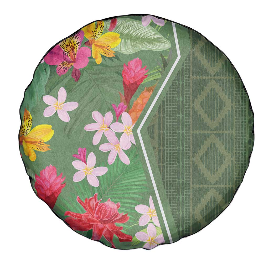 Africa Tropical Flowers Spare Tire Cover Green Version - Wonder Print Shop