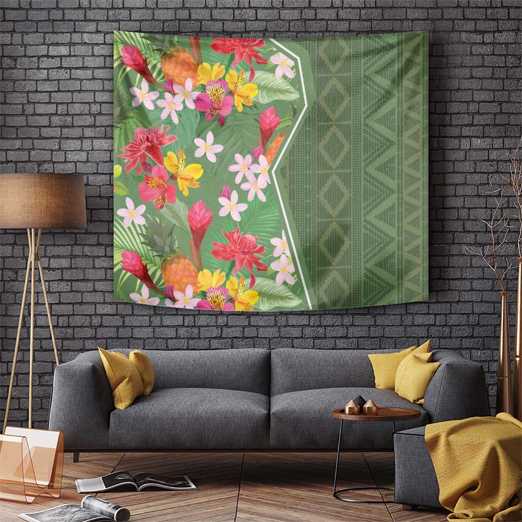 Africa Tropical Flowers Tapestry Green Version - Wonder Print Shop