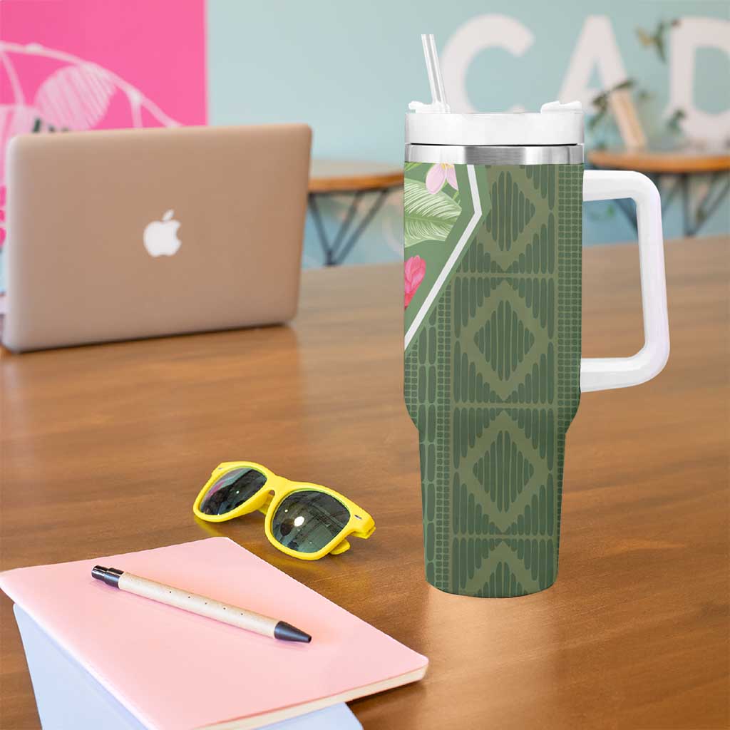 Africa Tropical Flowers Tumbler With Handle Green Version - Wonder Print Shop