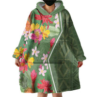 Africa Tropical Flowers Wearable Blanket Hoodie Green Version - Wonder Print Shop