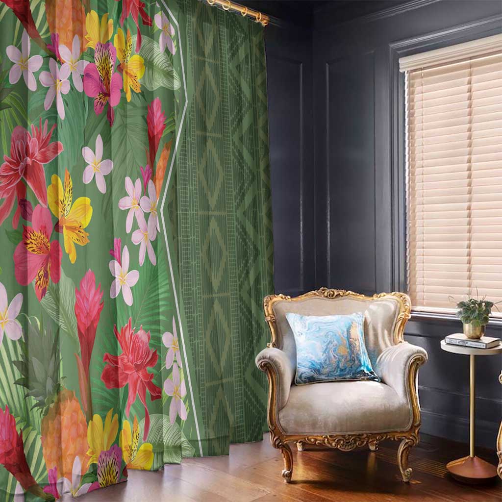 Africa Tropical Flowers Window Curtain Green Version - Wonder Print Shop