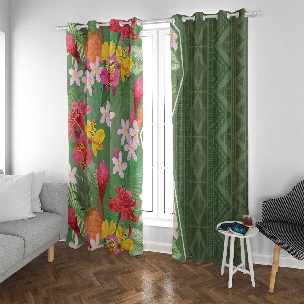Africa Tropical Flowers Window Curtain Green Version - Wonder Print Shop