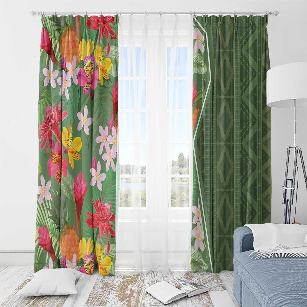 Africa Tropical Flowers Window Curtain Green Version - Wonder Print Shop