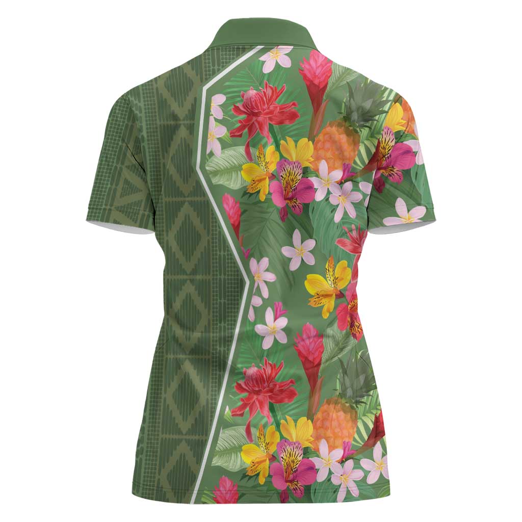 Africa Tropical Flowers Women Polo Shirt Green Version - Wonder Print Shop