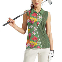 Africa Tropical Flowers Women Sleeveless Polo Shirt Green Version - Wonder Print Shop