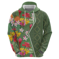 Africa Tropical Flowers Zip Hoodie Green Version - Wonder Print Shop