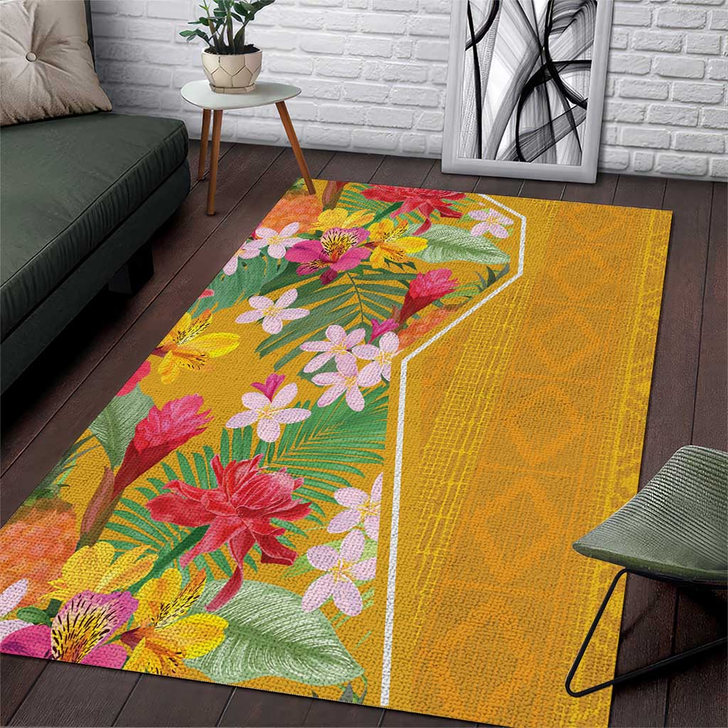 Africa Tropical Flowers Area Rug Yellow Version - Wonder Print Shop