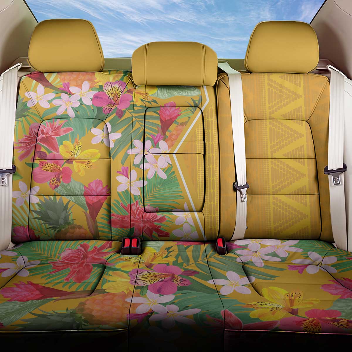 Africa Tropical Flowers Back Car Seat Cover Yellow Version - Wonder Print Shop