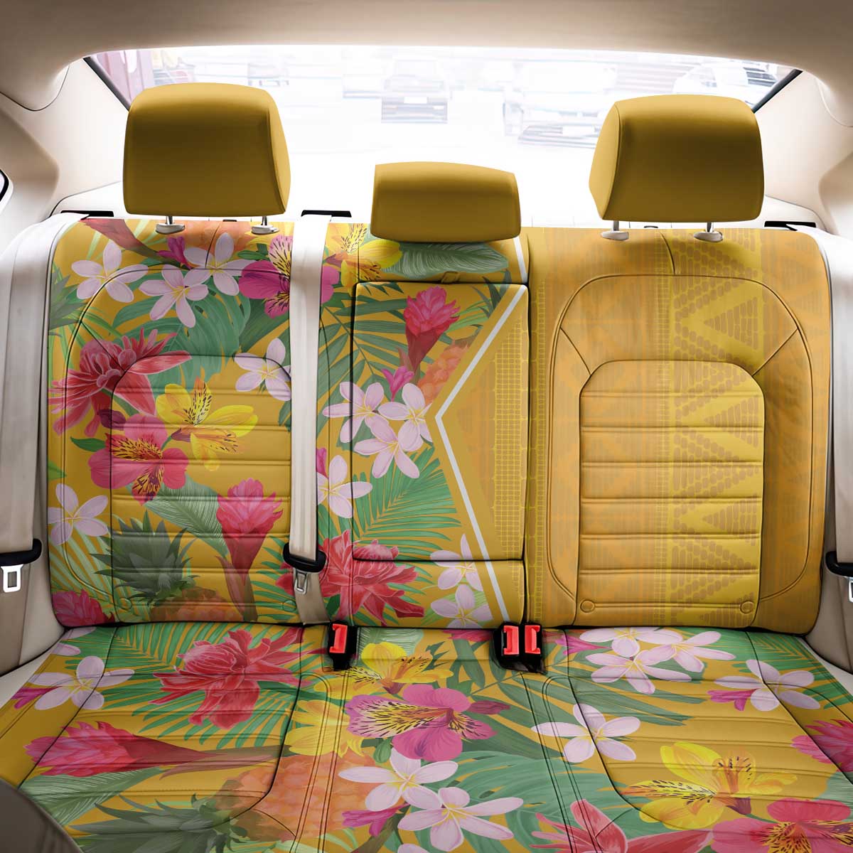 Africa Tropical Flowers Back Car Seat Cover Yellow Version - Wonder Print Shop