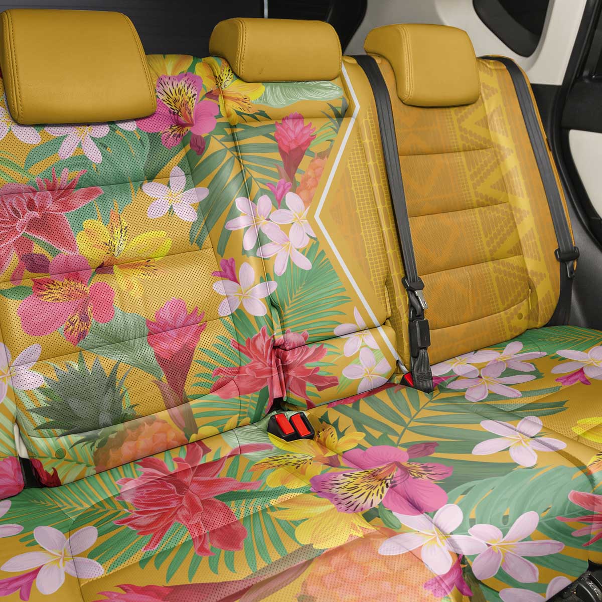 Africa Tropical Flowers Back Car Seat Cover Yellow Version - Wonder Print Shop