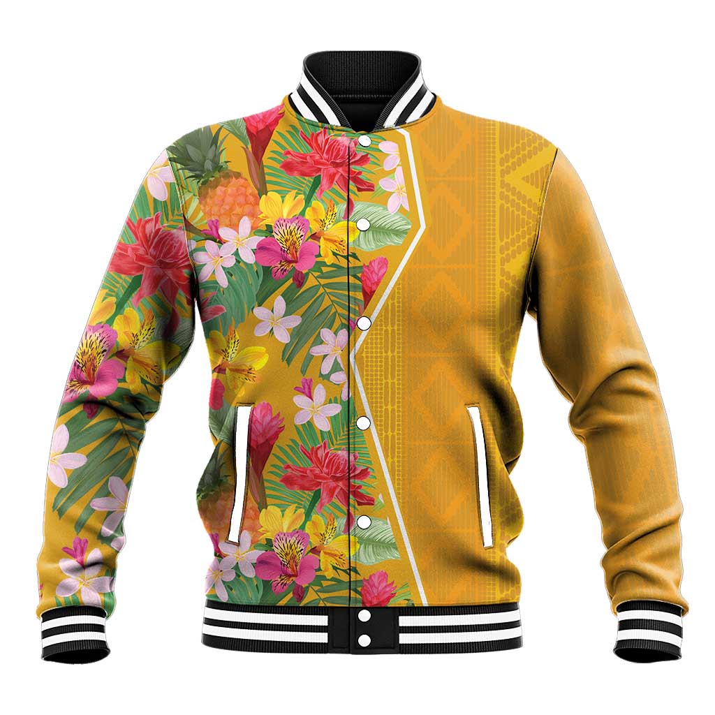 Africa Tropical Flowers Baseball Jacket Yellow Version - Wonder Print Shop