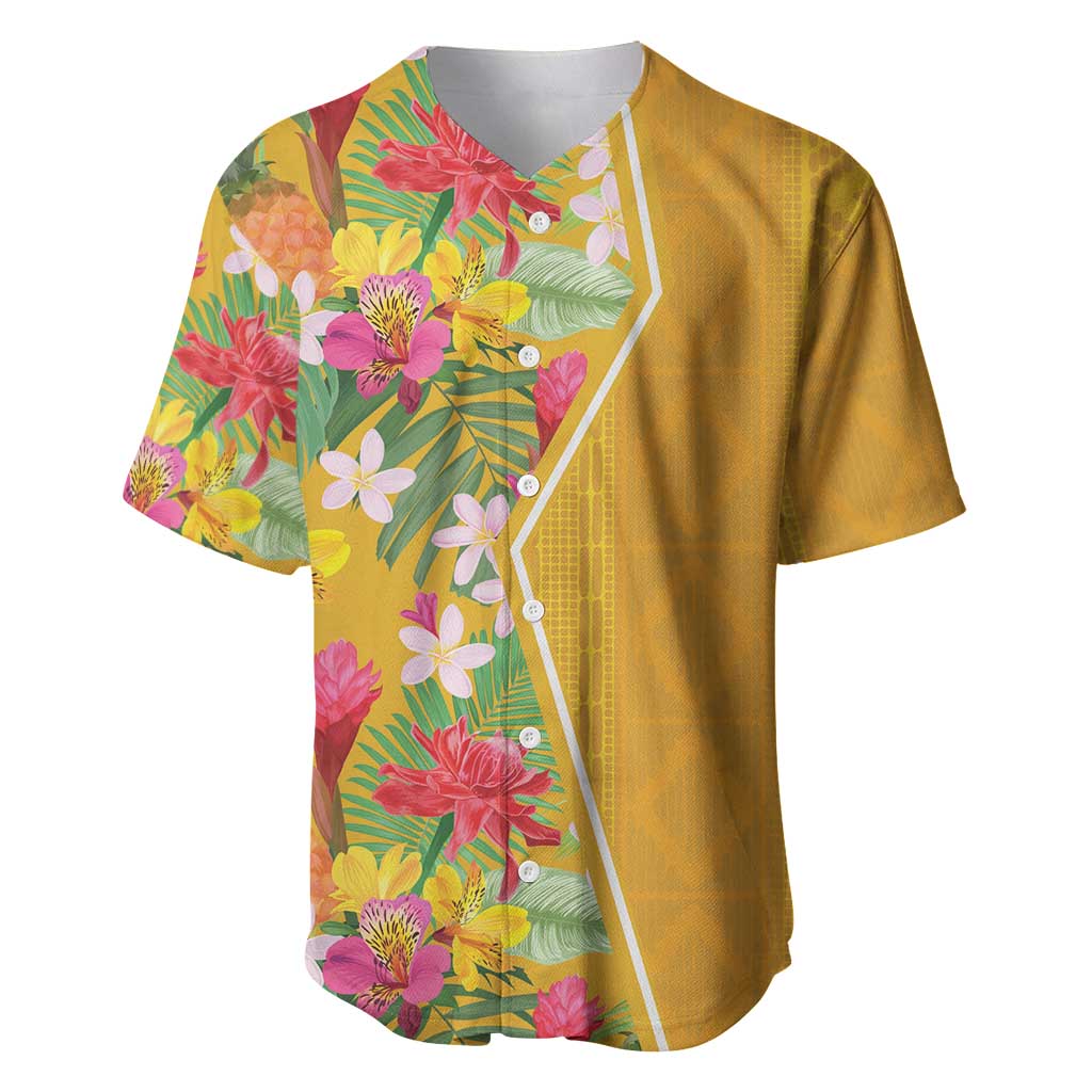 Africa Tropical Flowers Baseball Jersey Yellow Version - Wonder Print Shop
