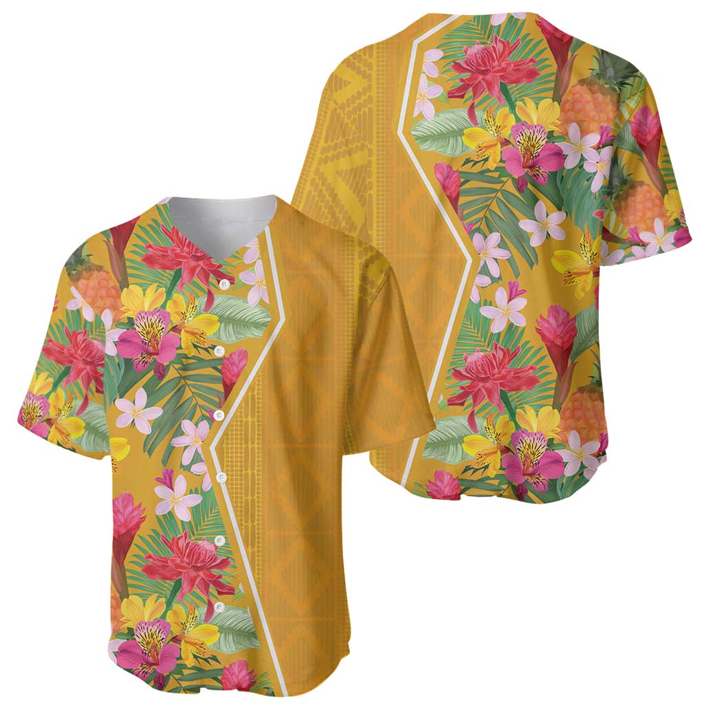 Africa Tropical Flowers Baseball Jersey Yellow Version - Wonder Print Shop