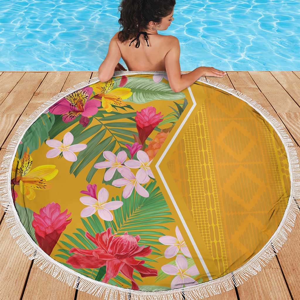 Africa Tropical Flowers Beach Blanket Yellow Version - Wonder Print Shop