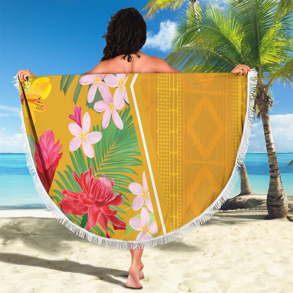 Africa Tropical Flowers Beach Blanket Yellow Version - Wonder Print Shop