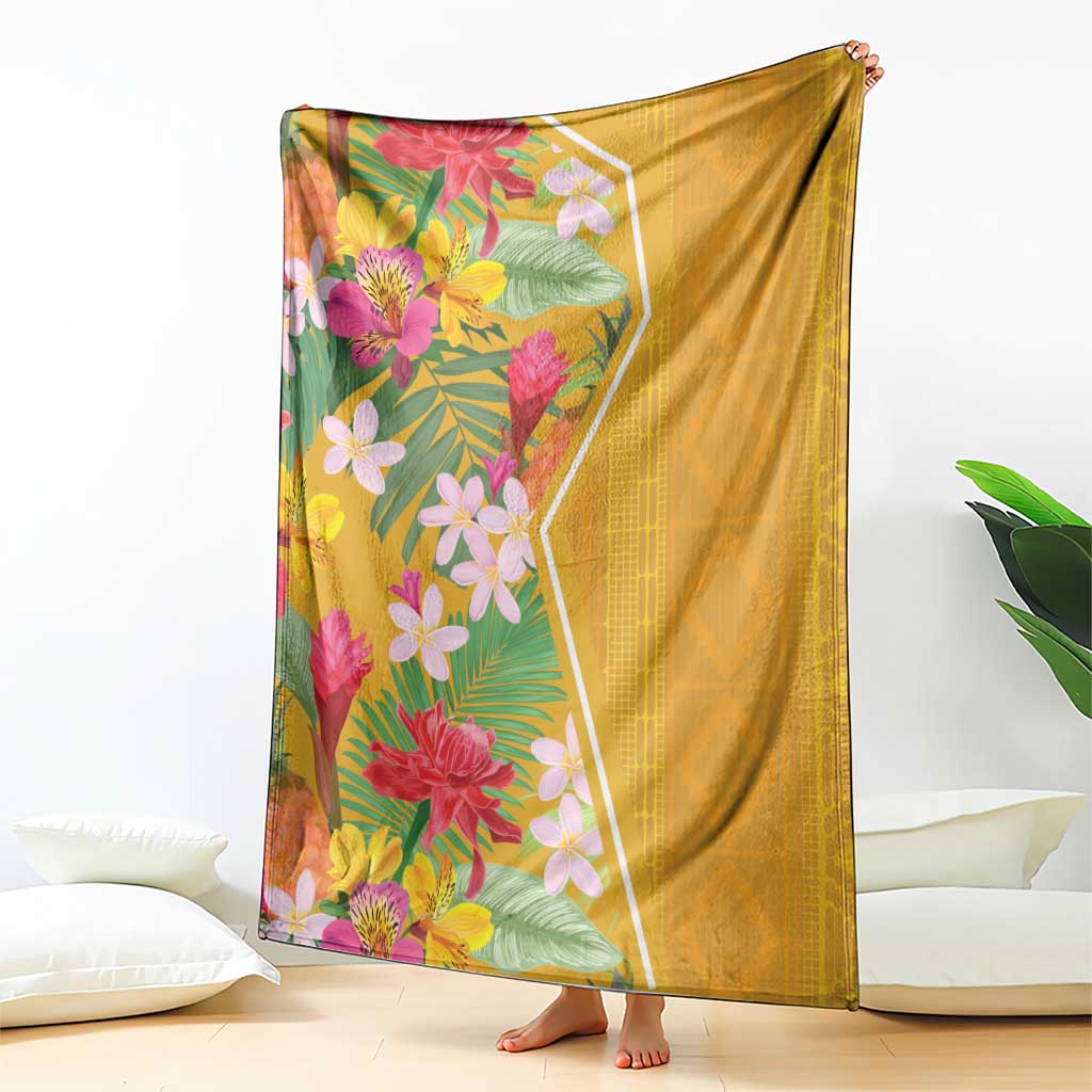 Africa Tropical Flowers Blanket Yellow Version