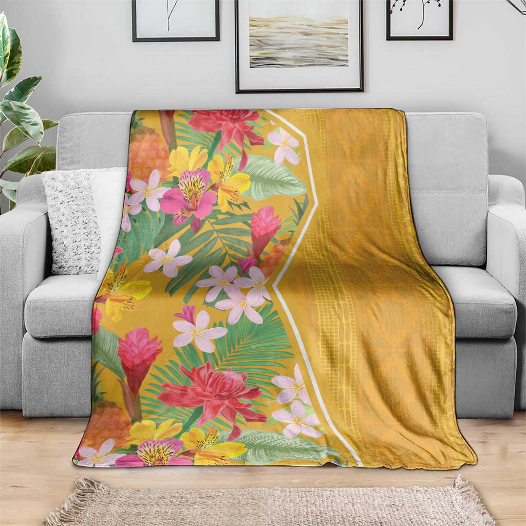Africa Tropical Flowers Blanket Yellow Version