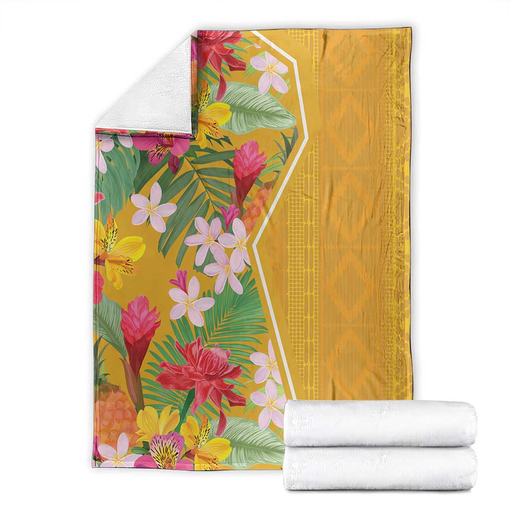 Africa Tropical Flowers Blanket Yellow Version