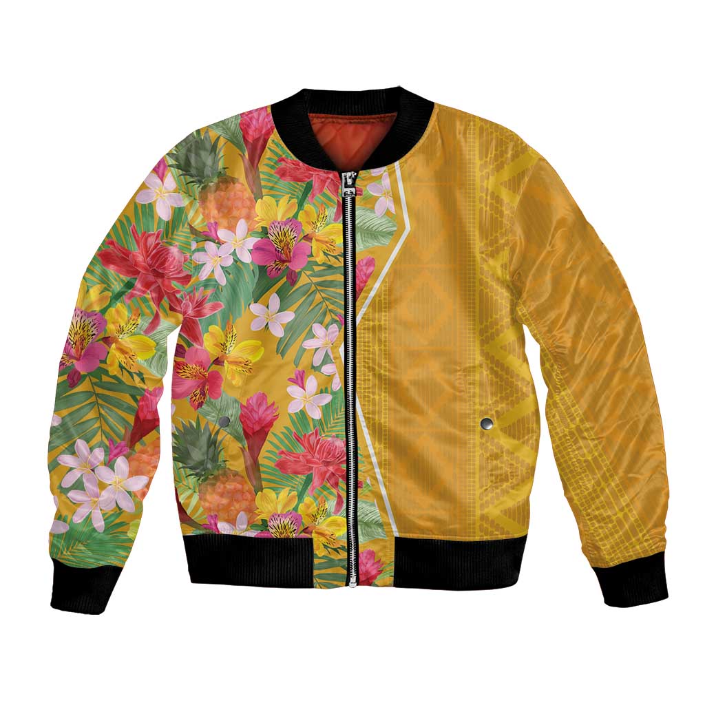 Africa Tropical Flowers Bomber Jacket Yellow Version - Wonder Print Shop