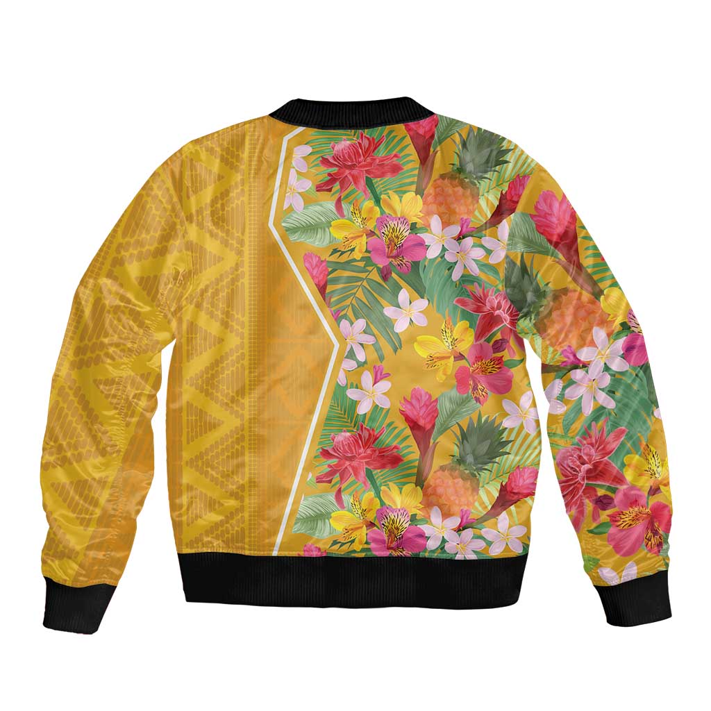 Africa Tropical Flowers Bomber Jacket Yellow Version - Wonder Print Shop