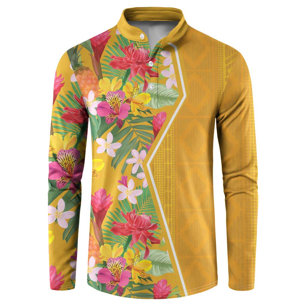 Africa Tropical Flowers Button Sweatshirt Yellow Version - Wonder Print Shop