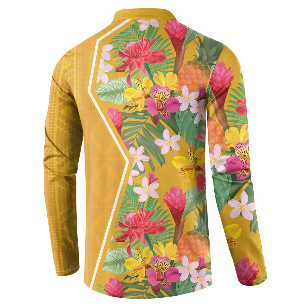 Africa Tropical Flowers Button Sweatshirt Yellow Version - Wonder Print Shop