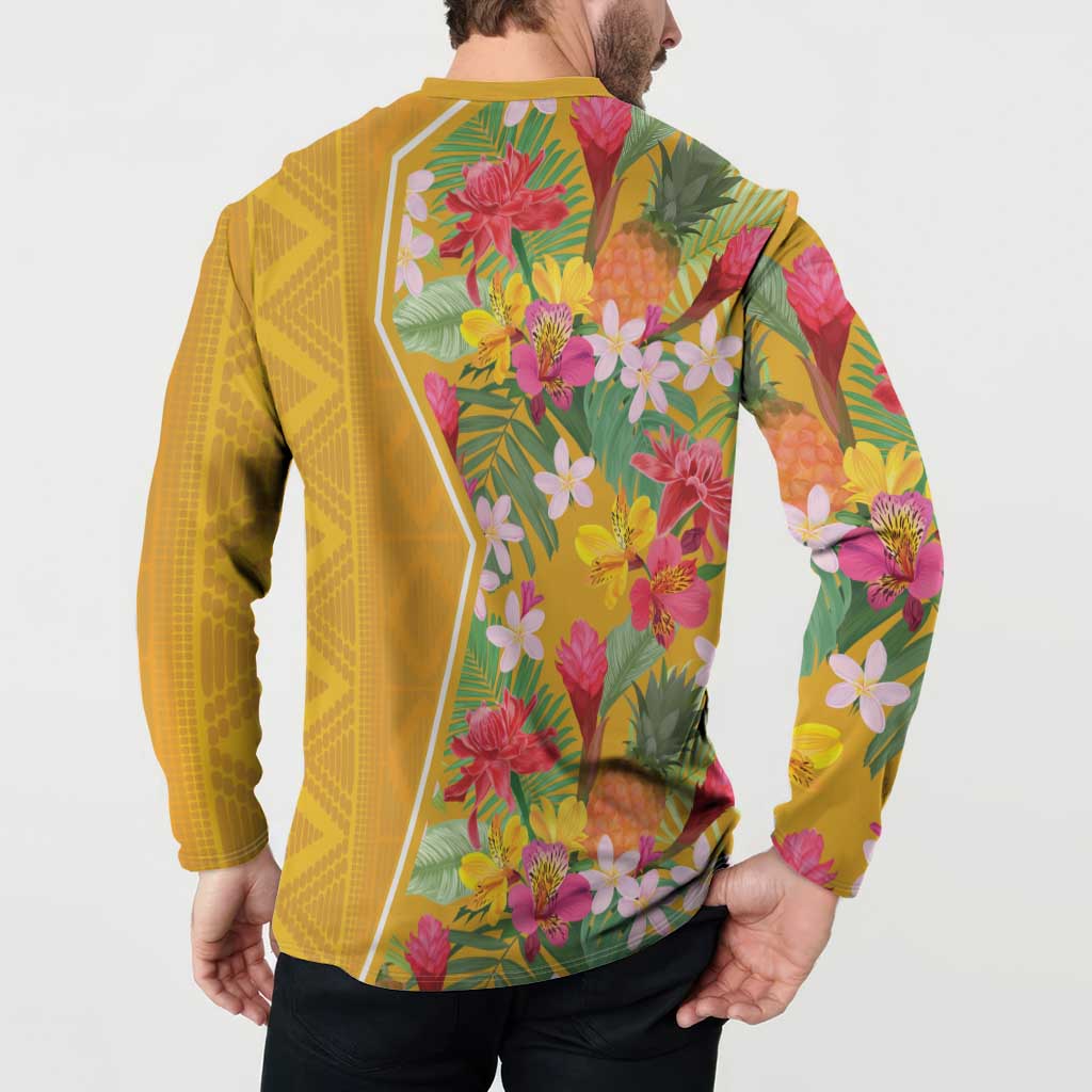 Africa Tropical Flowers Button Sweatshirt Yellow Version - Wonder Print Shop