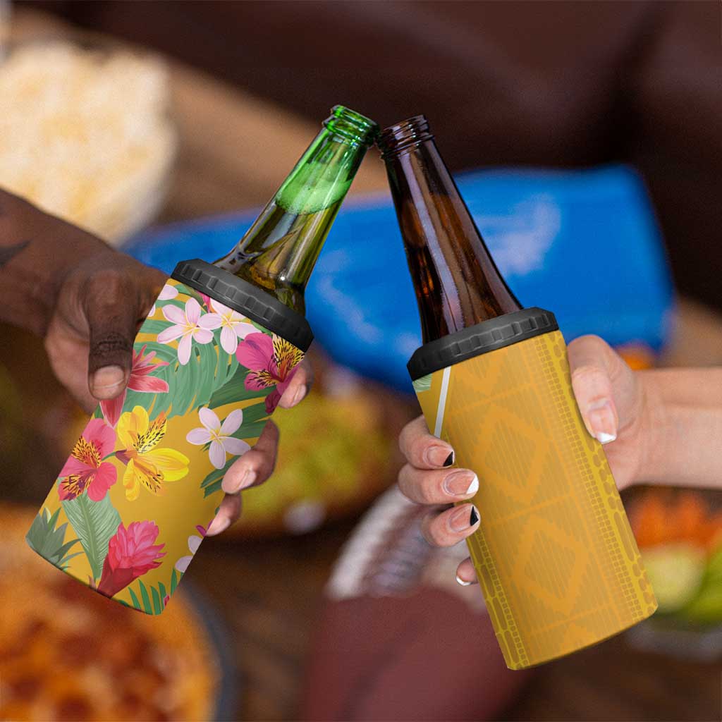 Africa Tropical Flowers 4 in 1 Can Cooler Tumbler Yellow Version - Wonder Print Shop