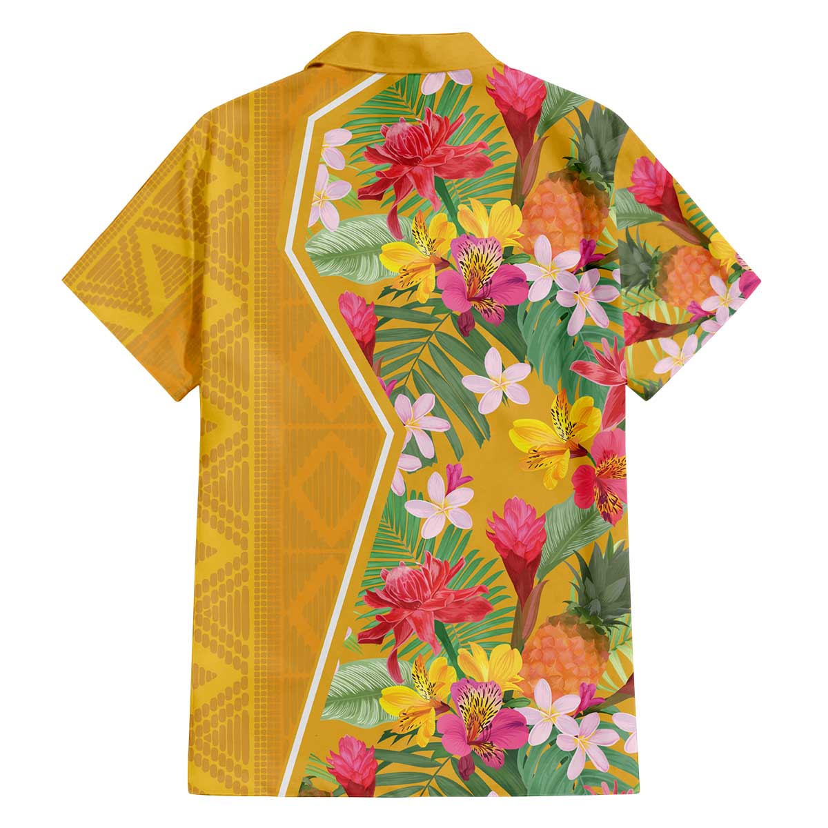 Africa Tropical Flowers Family Matching Off The Shoulder Long Sleeve Dress and Hawaiian Shirt Yellow Version - Wonder Print Shop