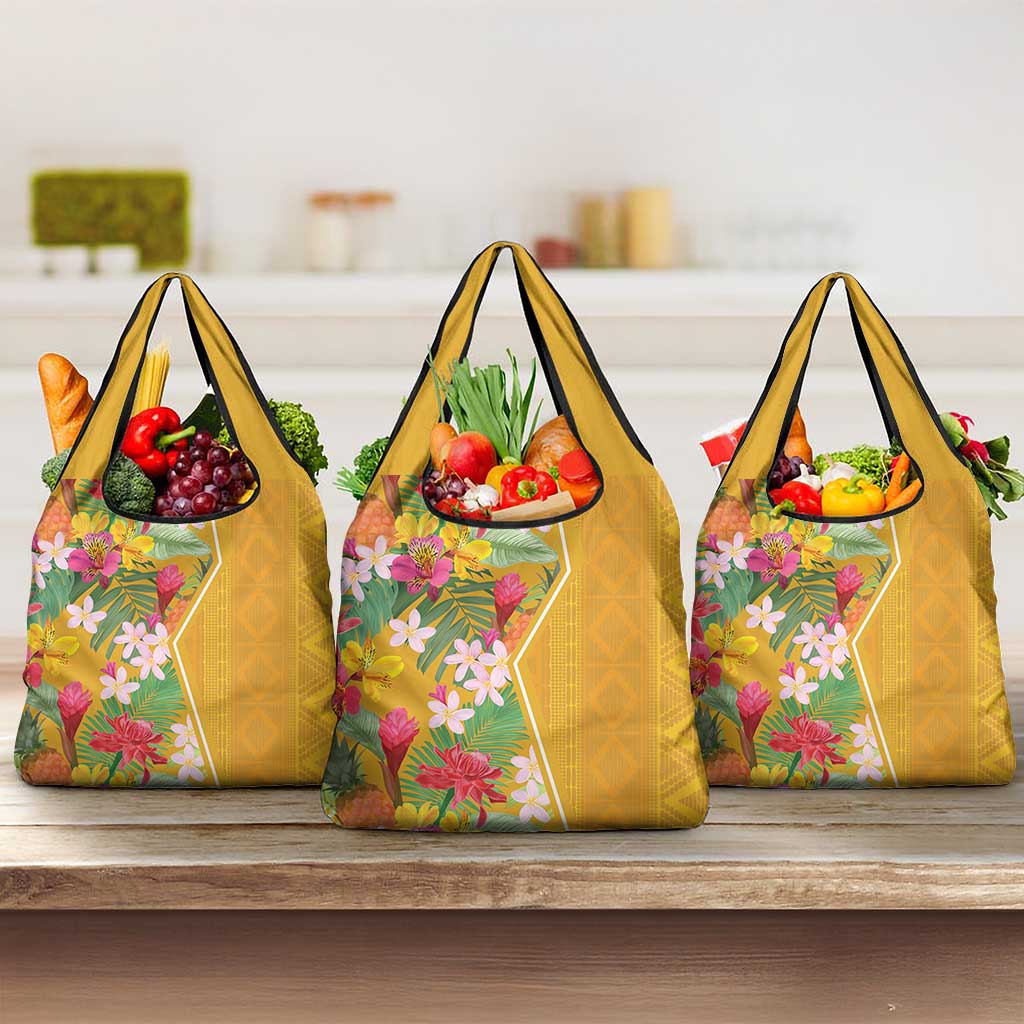 Africa Tropical Flowers Grocery Bag Yellow Version