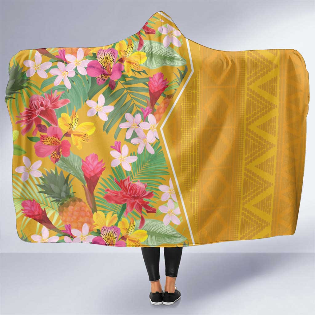 Africa Tropical Flowers Hooded Blanket Yellow Version