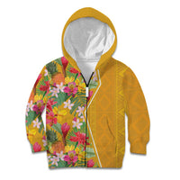Africa Tropical Flowers Kid Hoodie Yellow Version - Wonder Print Shop