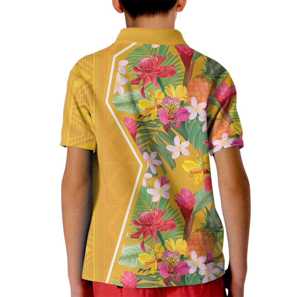 Africa Tropical Flowers Kid Polo Shirt Yellow Version - Wonder Print Shop