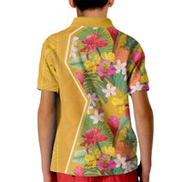 Africa Tropical Flowers Kid Polo Shirt Yellow Version - Wonder Print Shop