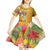 Africa Tropical Flowers Kid Short Sleeve Dress Yellow Version - Wonder Print Shop